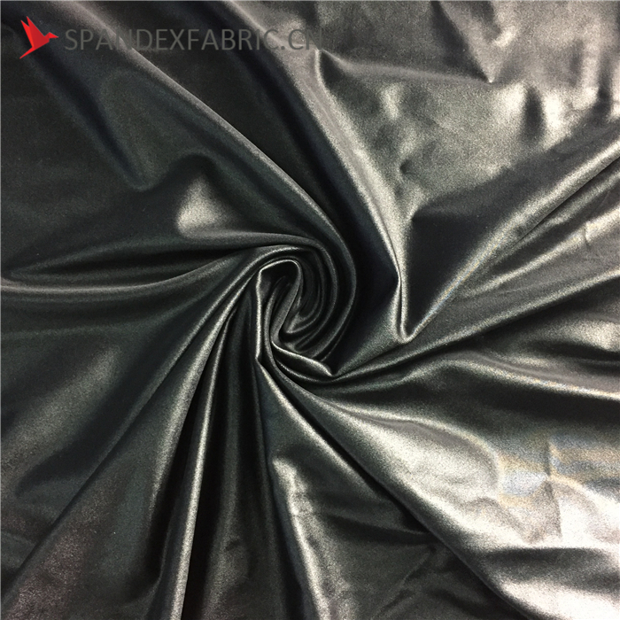 Black Wetlook Nylon Lycra Spandex Material Calendering Fabric