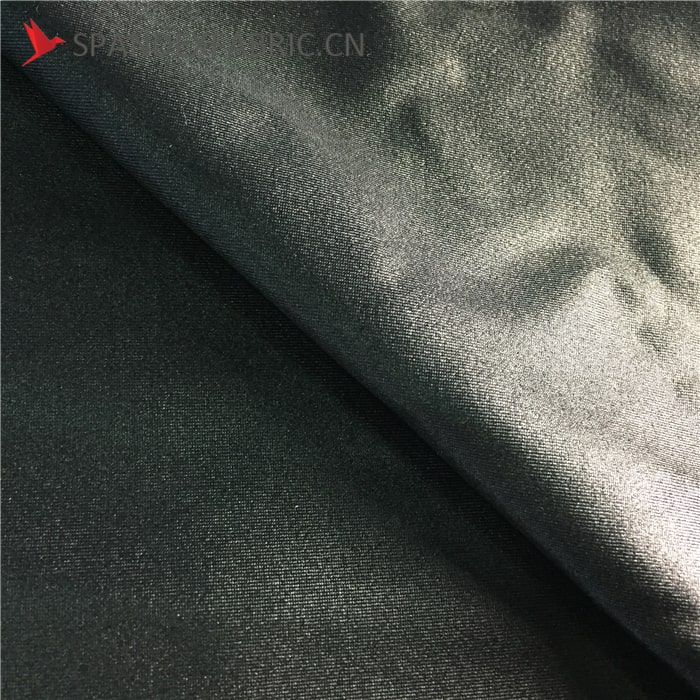 Black Wetlook Nylon Lycra Spandex Material Calendering Fabric