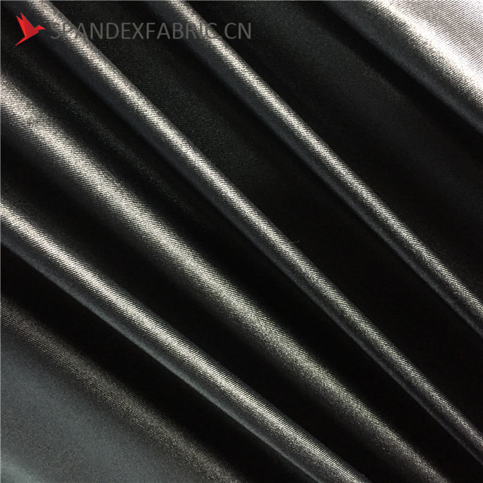 Black Wetlook Nylon Lycra Spandex Material Calendering Fabric