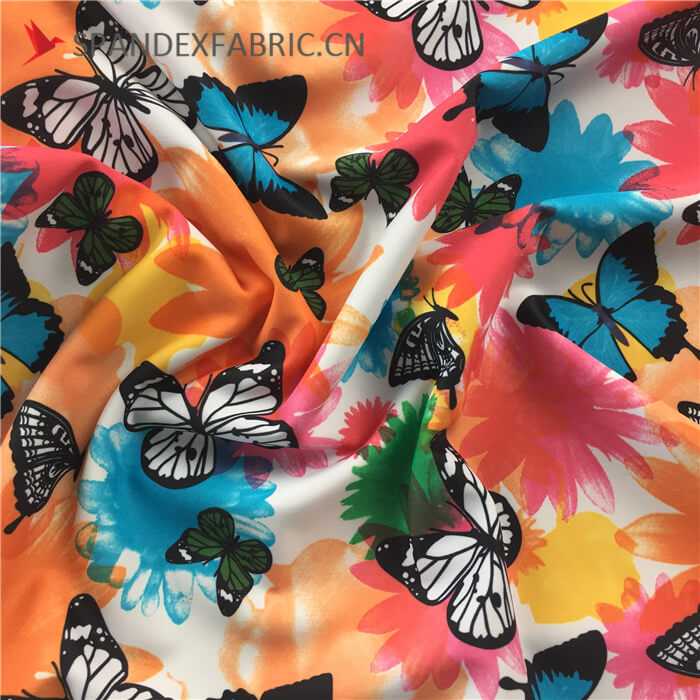 Butterfly Polyester Elastane Swimwear Fabric wholesale
