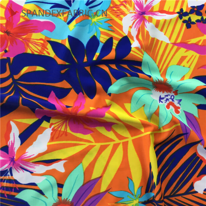 Floral Printed Polyamide Lycra Spandex Fabric