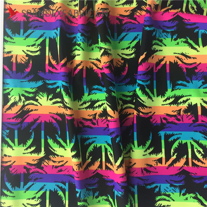 Fluorescence Tropical Print Polyamide Spandex Beachwear Fabric