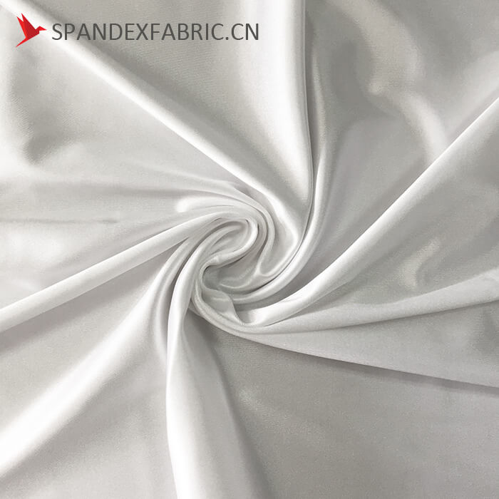 Polyester Spandex White Stretch Satin Fabric
